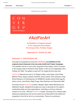 Actforart at the Canopy Hotel