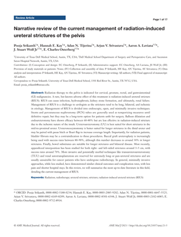 Narrative Review of the Current Management of Radiation-Induced Ureteral Strictures of the Pelvis