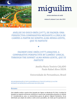 Análise Do Disco Orós (1977), De Fagner: Uma Perspectiva Comparativa Mediante a Lírica De Camões a Partir Do Soneto Alma Minha Gentil, Que Te Partiste