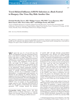 Travel-Related Influenza A/H1N1 Infection at a Rock Festival In