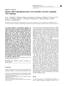Kinome Sirna-Phosphoproteomic Screen Identifies Networks