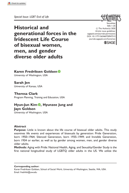 Historical and Generational Forces in the Iridescent Life Course Of