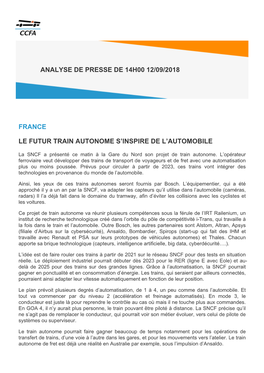 France Le Futur Train Autonome S'inspire De L