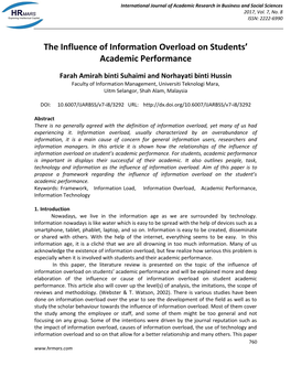 The Influence of Information Overload on Students' Academic Performance