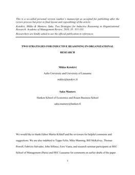 1 This Is a So-Called Personal Version (Author's Manuscript As Accepted for Publishing After the Review Process but Prior to F