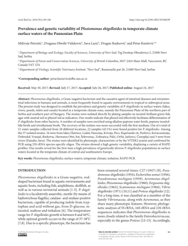 Prevalence and Genetic Variability of Plesiomonas Shigelloides in Temperate Climate Surface Waters of the Pannonian Plain