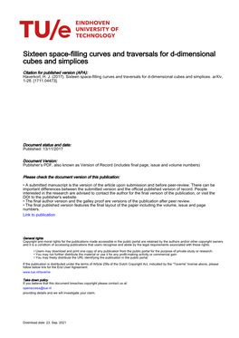 Sixteen Space-Filling Curves and Traversals for D-Dimensional Cubes and Simplices