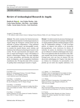 Review of Archaeological Research in Angola