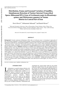 Distribution, Fauna and Seasonal Variation of Sandflies