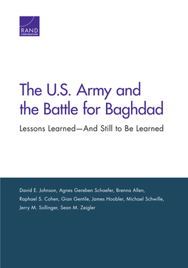 The US Army and the Battle for Baghdad: Lessons Learned