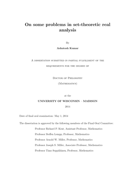 On Some Problems in Set-Theoretic Real Analysis