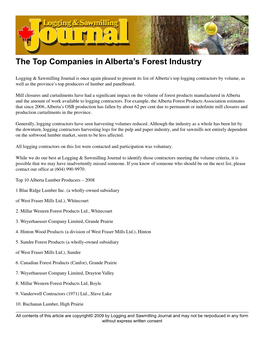 The Top Companies in Alberta's Forest Industry