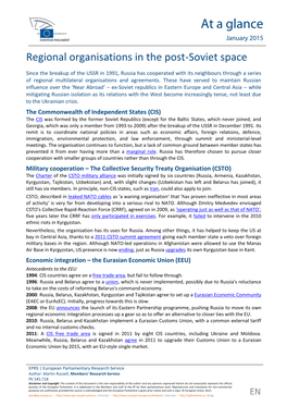 Regional Organisations in the Post-Soviet Space