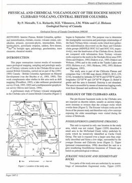 PHYSICAL and CHEMICAL VOLCANOLOGY of the EOCENE MOUNT CLISBAKO VOLCANO, CENTRAL BRITISH COLUMBIA by P