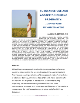 Substance Use and Addiction During Pregnancy: Identifying Unvoiced Needs