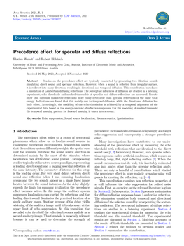 Precedence Effect for Specular and Diffuse Reflections