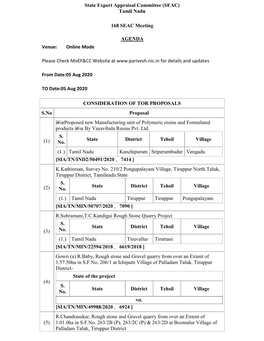 Tamil Nadu 168 SEAC Meeting AGENDA Venue