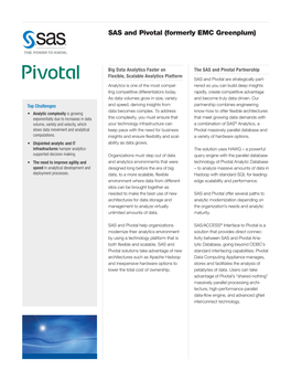 SAS and Pivotal (Formerly EMC Greenplum)