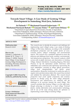 Towards Smart Village: a Case Study of Genteng Village Development in Sumedang, West Java, Indonesia