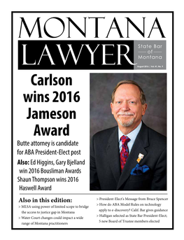 Carlson Wins 2016 Jameson Award