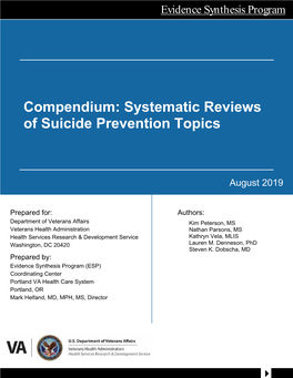 Compendium: Systematic Reviews of Suicide Prevention Topics