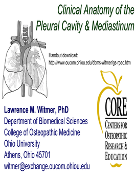 Clinical Anatomy of the Pleural Cavity & Mediastinum