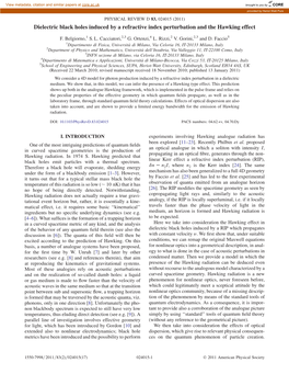 Dielectric Black Holes Induced by a Refractive Index Perturbation and the Hawking Effect