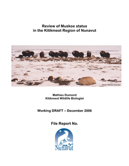 Review of Muskox Status in the Kitikmeot Region of Nunavut