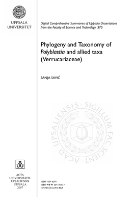 Phylogeny and Taxonomy of Polyblastia and Allied Taxa (Verrucariaceae)