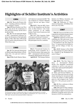 1984-2004: Highlights of Schiller Institute's Activities