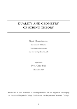 Duality and Geometry of String Theory