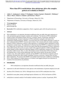 More Than DNA Methylation: Does Pleiotropy Drive the Complex Pattern of Evolution of Dnmt1?