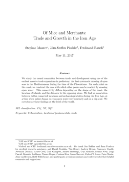 Of Mice and Merchants: Trade and Growth in the Iron Age