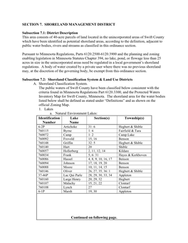 Section 7. Shoreland Management District