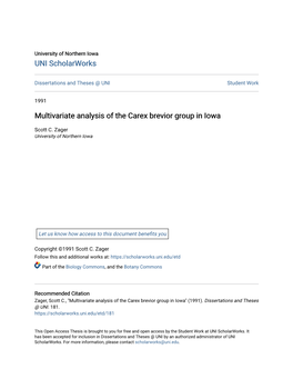 Multivariate Analysis of the Carex Brevior Group in Iowa