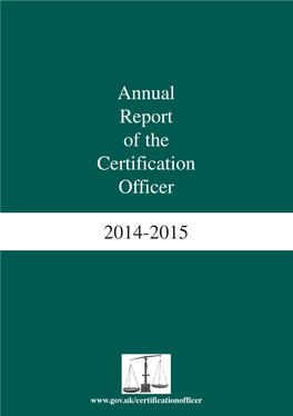 Annual Report of the Certification Officer 2014-2015