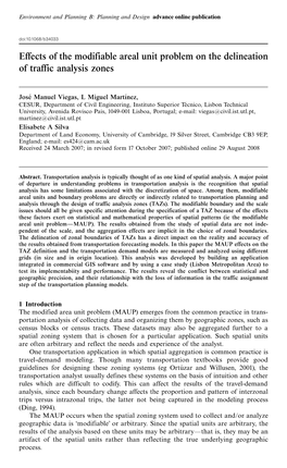 Effects of the Modifiable Areal Unit Problem on the Delineation of Traffic Analysis Zones