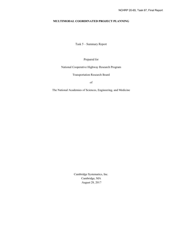 Multimodal Transportation Solutions, and Makes Recommendations for Federal Guidance to Better Support Coordination for Multimodal Projects