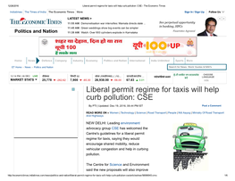 Liberal Permit Regime for Taxis Will Help Curb Pollution: CSE ­ the Economic Times