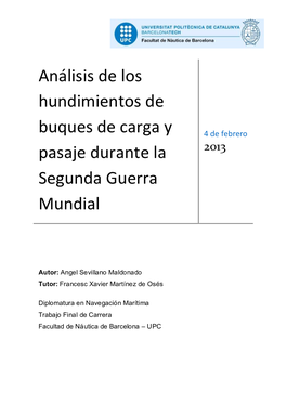 Análisis De Los Hundimientos De Buques De Carga Y Pasaje Durante La Segunda Guerra Mundial