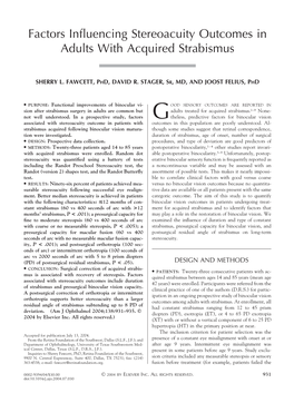 Factors Influencing Stereoacuity Outcomes in Adults with Acquired