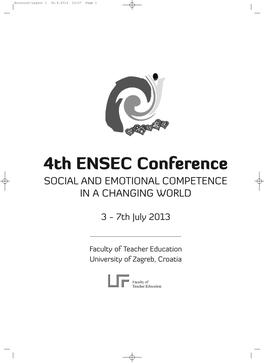 4Th ENSEC Conference SOCIAL and EMOTIONAL COMPETENCE in a CHANGING WORLD