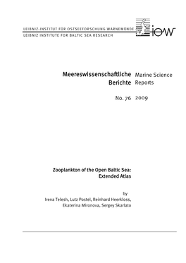 Zooplankton of the Open Baltic Sea: Extended Atlas
