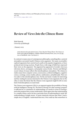 Review of Views Into the Chinese Room