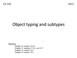 Subtyping and Inheritance