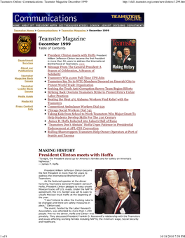 Teamsters Online: Communications: Teamster Magazine December 1999