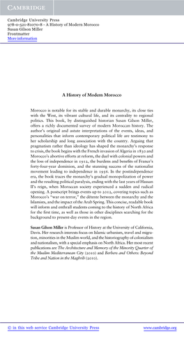A History of Modern Morocco Susan Gilson Miller Frontmatter More Information