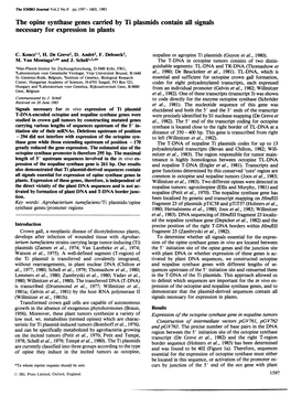 The Opine Synthase Genes Carried by Ti Plasmids Contain All Signals Necessary for Expression in Plants