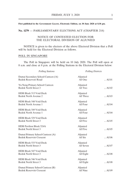 GAZETTE Notice of Contested Election for the Electoral Division Of