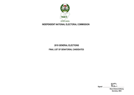 2019 General Elections Independent National Electoral Commission